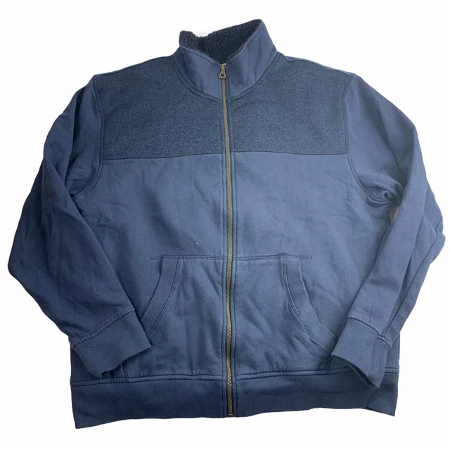 Original Weatherproof Vintage Mens XL Navy Blue Sherpa Lined Full Zip Jacket E