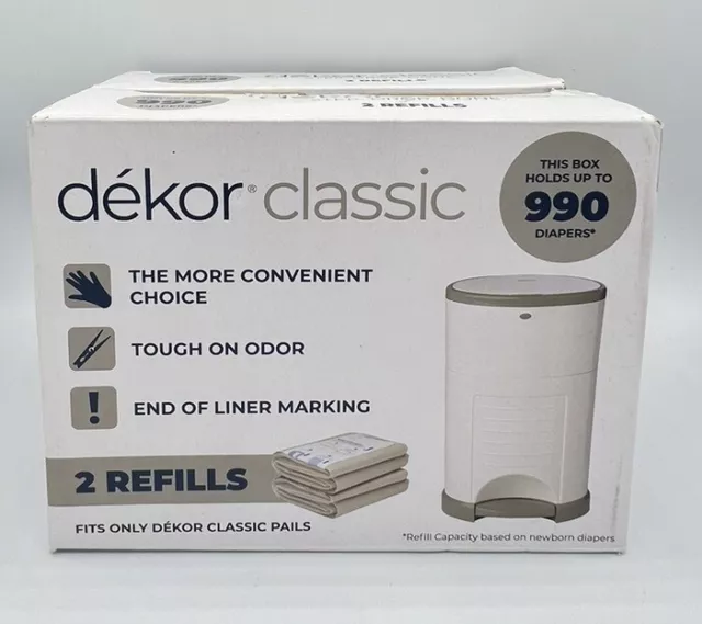 Dekor Classic Diaper Pail Refills  Holds Up To 990 Diapers Lot Of 2 Boxes
