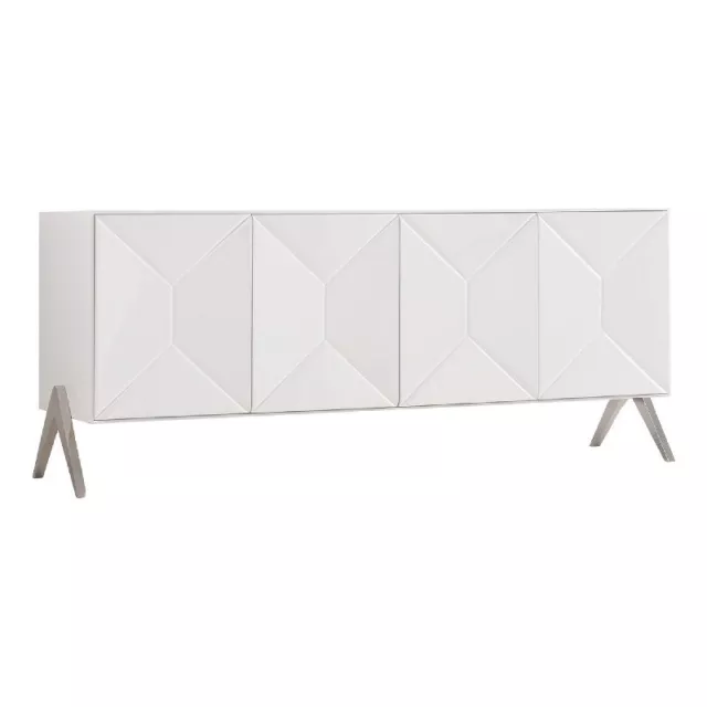 Cid 75 Inch Modern Buffet Console Cabinet Table 2 Drawers 4 Doors White