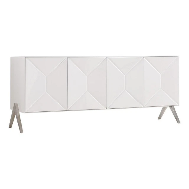 Cid 75 Inch Modern Buffet Console Cabinet Table 2 Drawers 4 Doors White