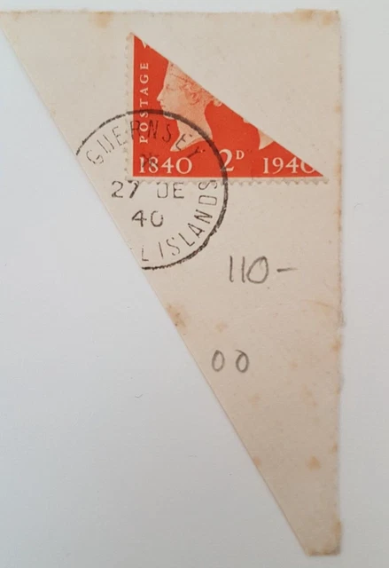 Kanalinseln - Guernsey Halbierung 2 Pence Briefmarke 1940 gestempelt