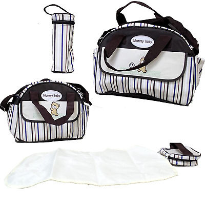 5pcs Baby Nappy Changing Bag Set Diaper Bags Handbag Mommy Bag Brown