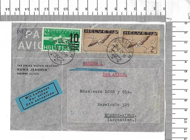 1937 Helvetia - Buenos Aires Argentine par avion  ; 61983