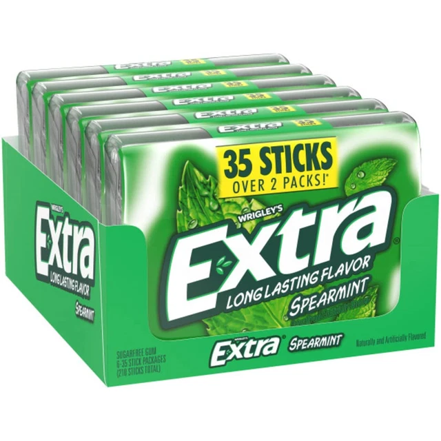Extra Spearmint Sugar Free Chewing Gum Bulk Pack, 35 Count 6 Pack