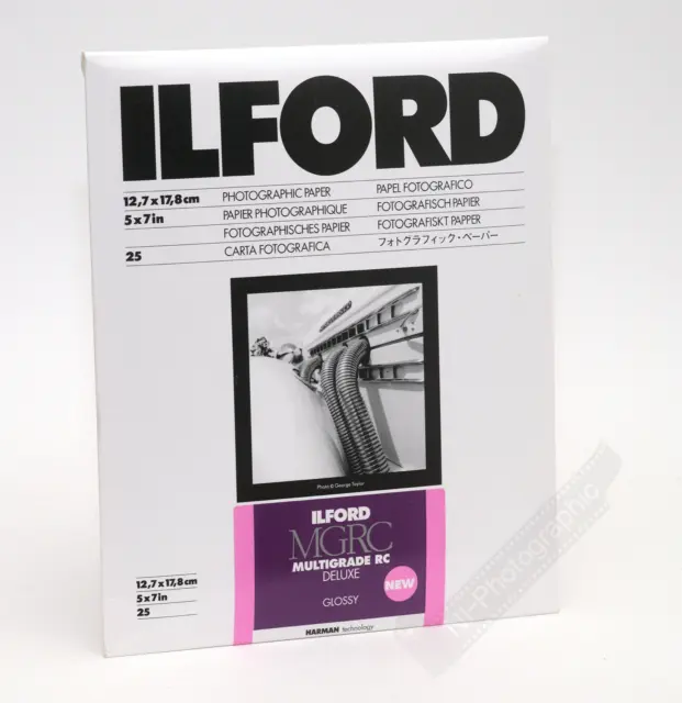 Ilford Multigrade 5"x7" 12.7x17.8cm B&W Photo Darkroom Paper 25 Sheets Glossy