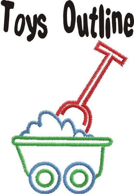 Toys Outline Machine Bordary Designs Set (2X2 Hoop) pequeño carro de muñecas bola