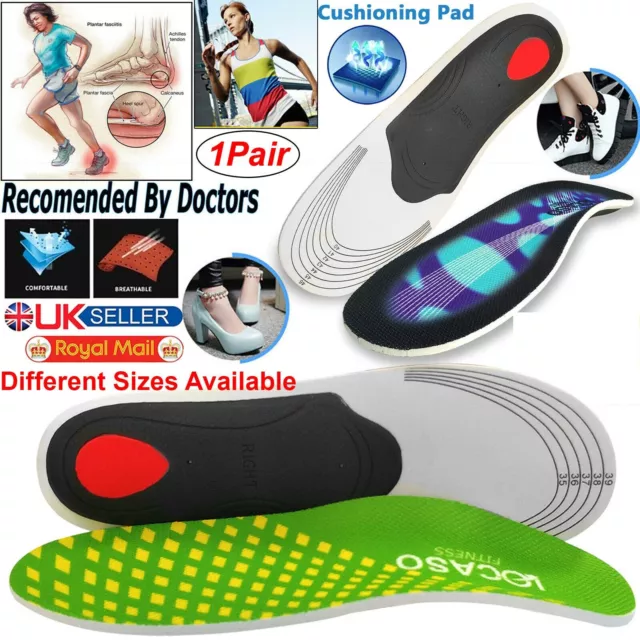 3D Pro Orthotic Insoles Arch Support Heel Cushion Plantar Fasciitis Orthopaedic