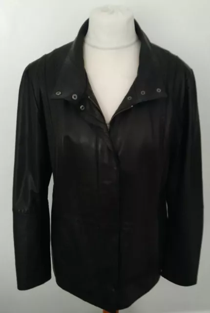 LAKELAND - REAL LEATHER Jacket Smart Black Soft Size 16