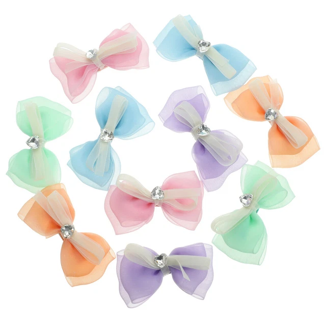 5 Pairs Barrette En Tulle Pinces À Cheveux Bleues Ruban
