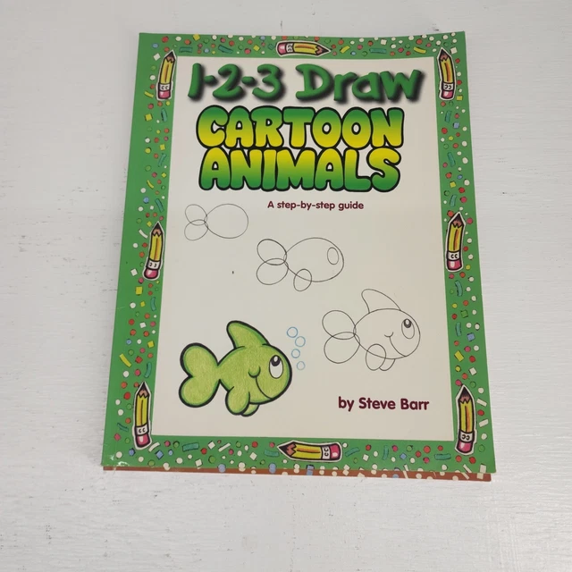 1-2-3 DRAW CARTOON People Faces Animals Steve Barr Set of 3 Books ...