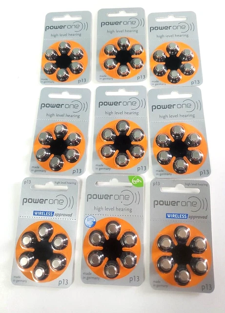 Audífono PowerOne PR48/P13 1,4 V baterías 9 nuevos/sellados 6 paquetes