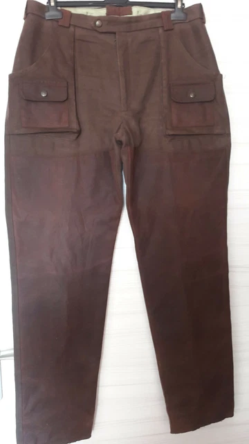 Pantalon Fuseau Chasse Cuir Veau Arnold Weiss - Homme, Marron, Taille 54/60 (NEUF)