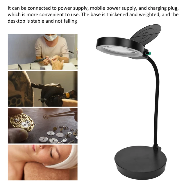 (110 mm negro) Lámpara de escritorio USB Fuente de alimentación 33 LED