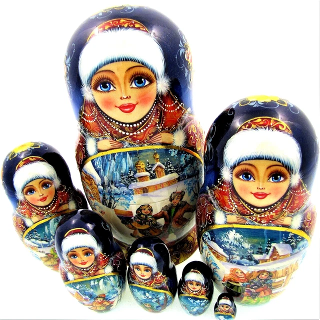 Poupées Russes Malevitch – 5 Pièces – 19 Cm – Fait Main – Artisanat Russe