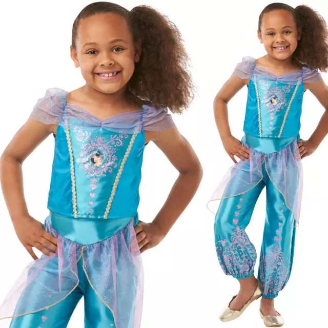 Girls Gem Princess Jasmine Disney Princess Aladdin Fancy Dress Costume Outfit