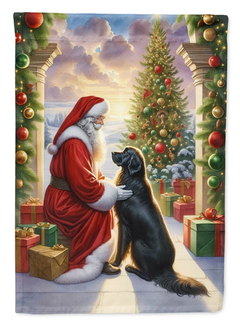 Flat-Coated Retriever and Santa Claus Flag Garden Size DAC4111GF