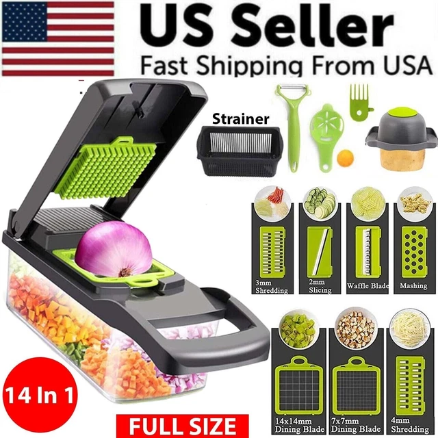 14-In-1 Vegetable Fruit Chopper Cutter Food Onion Veggie Dicer Slicer Kitchen*US