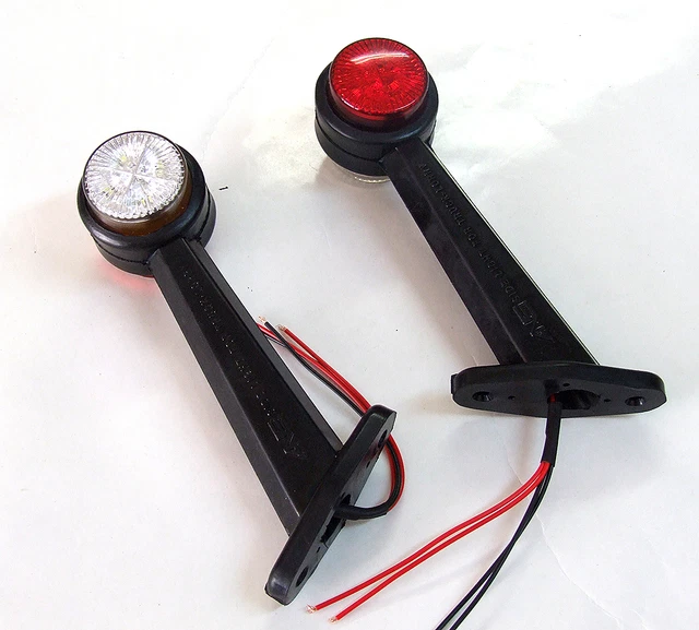 2 Feux De Gabarit Latéraux LED 12V/24V Blanc Orange Rouge - Neuf Pour Remorque