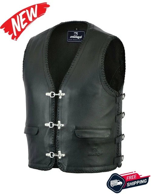 Gilet gilet da uomo in pelle moto motociclisti