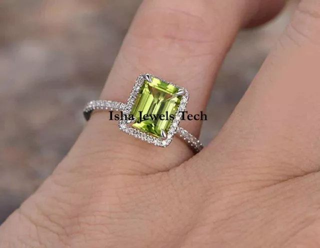 Peridot & Rose Cut Diamond 925 Sterling Silver Handmade Diamond Ring Jewelry