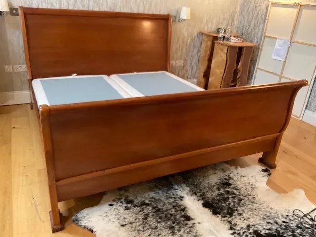 Super king wooden sleigh bed