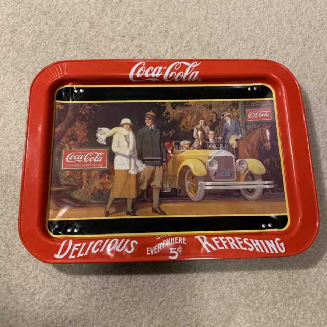 Coca-Cola Coke Touring Car Red Metal Aluminum TV Folding Legs Tray 1987 Vintage