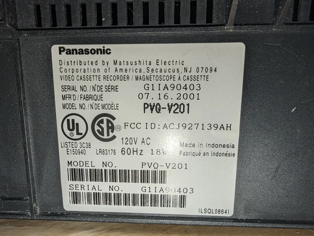 Panasonic PV-QV201 VHS VCR tested/working