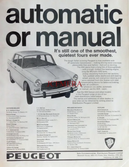 PEUGEOT '404' Saloon, Original 1968 Motor Car Advert : 660-124