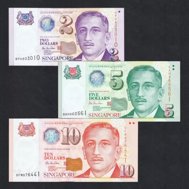 Set 1999 Singapore 2 5 10 Dollars P-38 39 40 Unc+ +Garden City Sports Hu Tsu Tau
