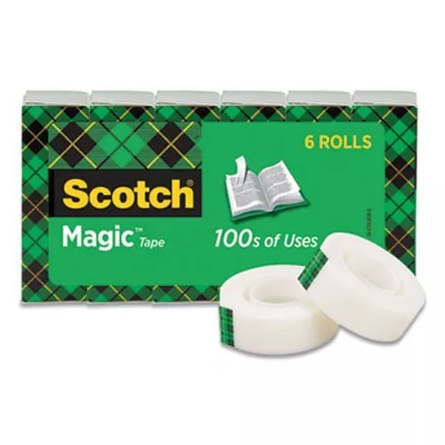 Scotch Magic Tape Refill, 1" Core, 0.75" x 22.2 yds, Clear, 6/Pack (MMM810S6)