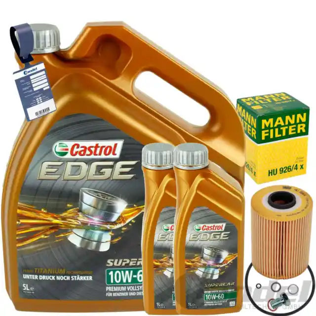 MANN FILTER+CASTROL 10W60 ÖL passend für BMW 3er E36 Z3 E36 M3 3.0+3.2 286-321PS