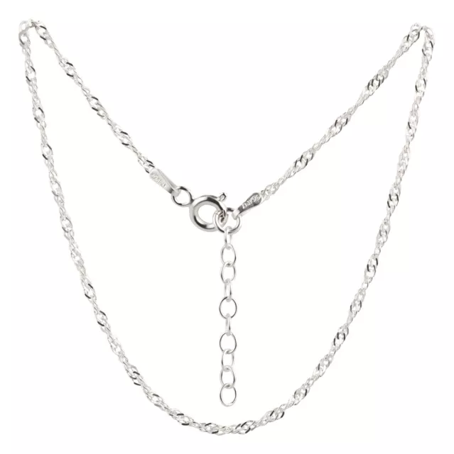 Fußkettchen Singapurkette, Fußkette 925 Silber, 2mm Fußschmuck 22-25cm Modell 49