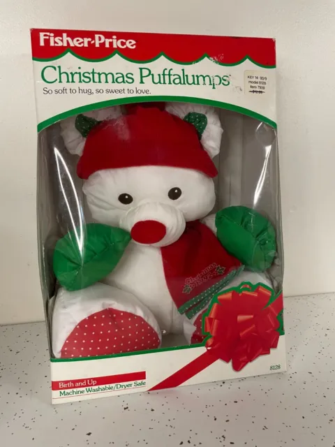 Vintage 1992 Fisher Price Christmas Puffalumps Bear in Original Box #8128