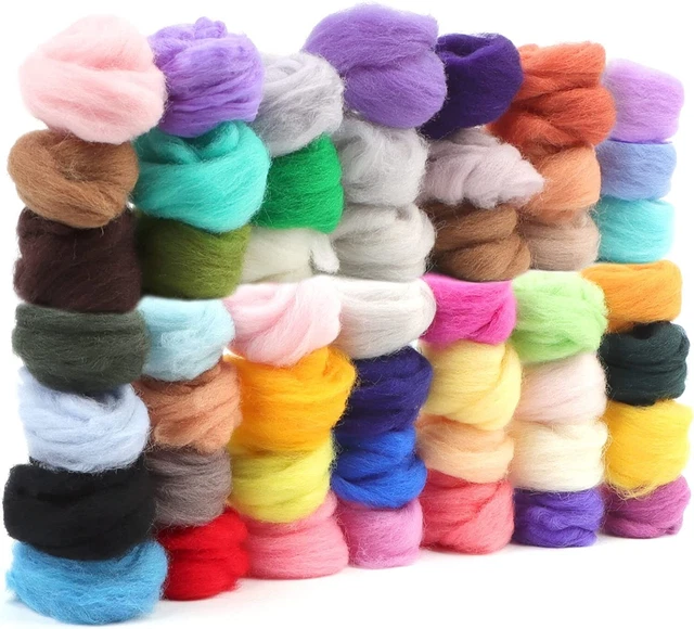 Juego de herramientas de 50 colores agujas de fieltro de lana tapete de fieltro con aguja