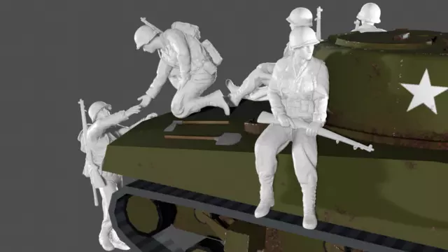 WWII US Army Tank Riders - 5 Figure Set