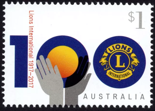 2017 Australia Centenary Of Lions Clubs $1.00 Stamp Mint Never Hinged, Clean