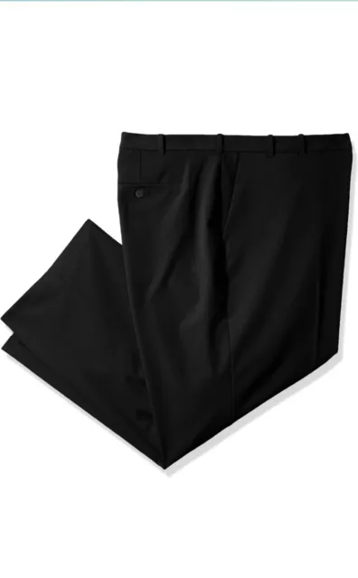 Van Heusen Men's Big and Tall Flex Straight Fit Flat Front Pant 52WX29L Black