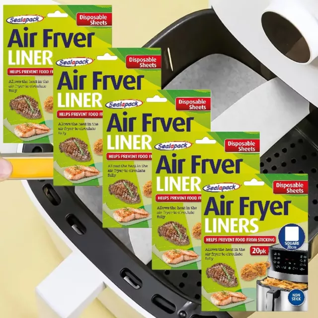 100 Air Fryer Liner Sheets Square Greaseproof Parchment Paper Disposable 20cm