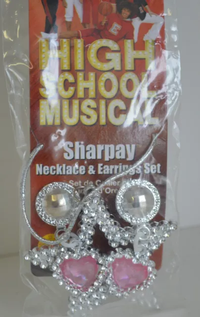 High School MUSICAL Sharpay Necklace EARRINGS Set Pink HSM Costume Collect STAR