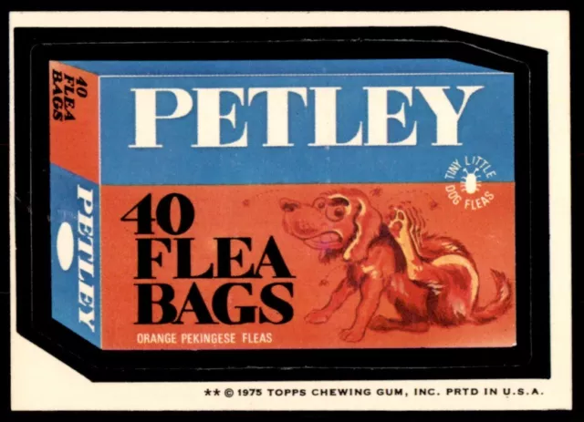 1975 Topps Original Wacky Packages 15th Series Petley Flea Bags White Back NM