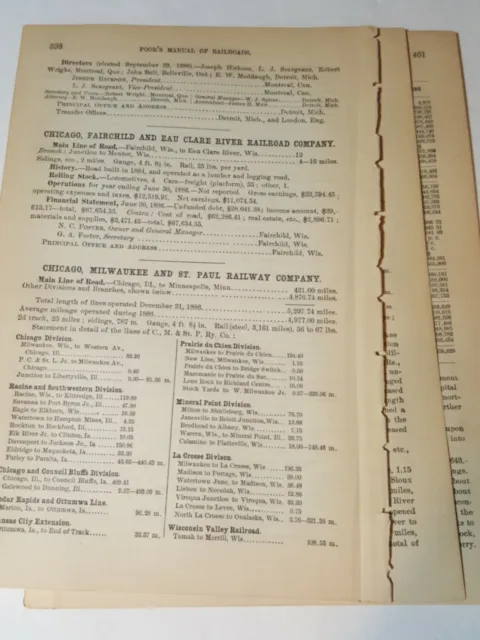1887 train document CHICAGO & MILWAUKEE &  St PAUL RAILWAY 5 pg railroad report