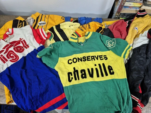 Lot De 3 Maillots Et Gilet Cycliste Vintage La Vie Claire - Années 80 - Taille XL