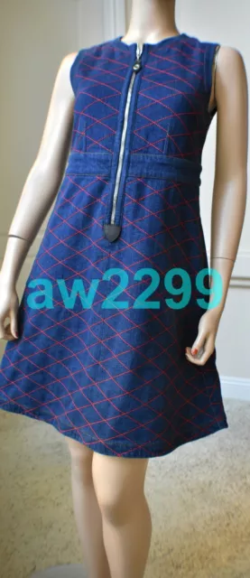 Louis Vuitton Leather Accent Denim Mini Dress Blue. Size 40