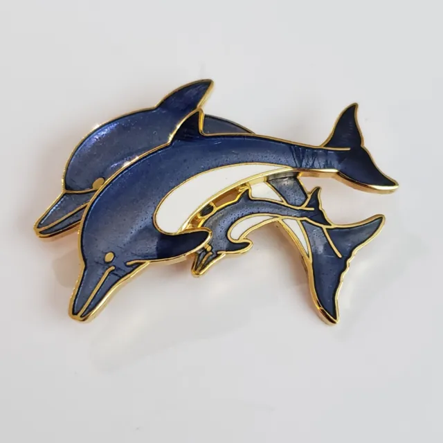 Vintage Brooch Enamel Dolphin Retro Collectible Costume Jewelry Pin