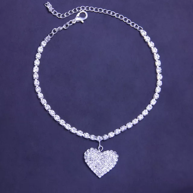 Fashion 925 Silver Love Heart Ankle Bracelet Foot Chain White Women Anklet Gifts