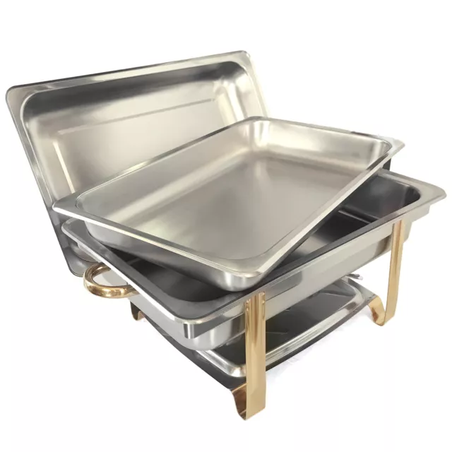 Chafing Dish Plats Acier Inoxydable 9l Avec Couvercle Réchaud Chauffe Buffet