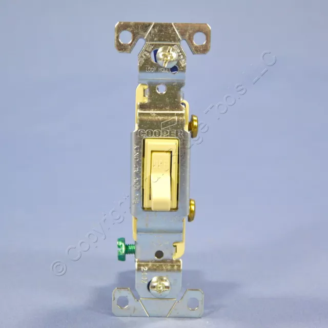 Cooper Ivory Toggle Wall Light Switch Single Pole 15A 120V Bulk 1301-7V