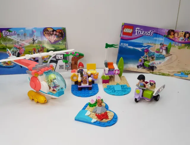 Lego Friends Set 41692 Vet Clinic Rescue Helicopter & 41306 Mias Beach Scooter