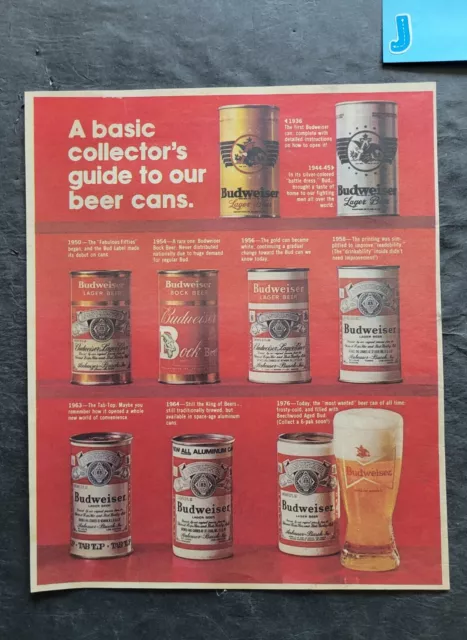 Budweiser Collector's Guide To Their Beer Cans Promo Print Advertisement 1976