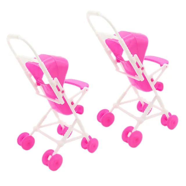 2Pcs Simulation Small Stroller Baby Doll Stroller Toy Children Funny Pretend